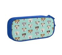njkhbolk Trousse à crayons portable avec imprimé visages de bouledogue anglais, grande capacité, double couche zippée