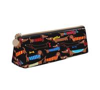 njkhbolk Trousse de rangement en cuir avec motif teckel I Love My Dog avec fermeture éclair pour crayons, stylos, maquillage