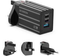 Njmks-Chargeur De Voyage Rapide Usb-C 67w Avec Prises Uk/Eu/Us, Adaptateur Mural De 65w, Chargeur Pd Gan À 3 Ports Type C Pour Iphone, Ipad, Samsung Galaxy, Pixel, Macbook Pro Et Autres Laptops.