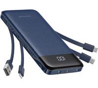 Njmks-Charmast Batterie Externe 10000mah Avec 4 Câbles Intégrés Batterie Portable Usb C Mince Power Bank Avec 6 Sorties Et 3 Entrées Pour Iphone 12 13 11 Samsung S21 S22(Bleu)