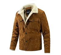 NJNJGO Veste de camionneur en velours côtelé avec col à revers et doublure Sherpa pour homme, marron, Medium