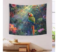 NJOFERDIN Le perroquet 3D Effet Tapisserie Art Mural Tapisserie Murales Tapisserie Murale Tissu Pour Chambre Salon Serviette De Plage Tenture Murale 150cmx200cm