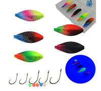 Njord Kalastus Inline Spoon Kit complet avec 5 crochets et 5 perles dans une boîte de 4 g | actif UV | Clignotant pour truite en ligne