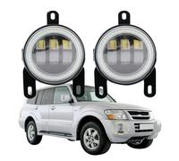 Njprmbq Phares Avant Phare Antibrouillard Led PTF Angel Eyes DRL Phare Voiture À Ouverture Pour Pour Pajero Pour Montero Pour Shogun MK3 V73 V79 V77 2003-2006(Red drl)