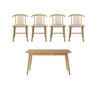 NJRD Table à manger VIOR 120 cm + chaise lot de 4 - Chêne laqué-naturel