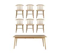 NJRD Table à manger VIOR 200 cm + chaise lot de 6 - Chêne laqué-naturel