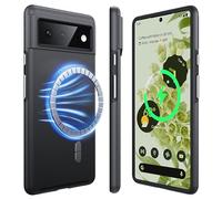 NJROW Coque magnétique puissante pour Google Pixel 6 compatible avec MagSafe [mise à niveau 2024] [double couche très résistante] [résistante aux chocs] Coque robuste pour Google Pixel 6 mince, noir