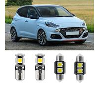 NJSSJD 4pcs Kit d'éclairage intérieur LED blanc pour 2020+ H.yundai i10 III, i10 N Line Ampoules intérieures super lumineuses 6000K Lumière de tronc de lumière de carte et outil d'installation
