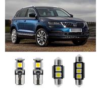 njssjd 8pcs Kit d'éclairage intérieur LED blanc pour 2017-2023 S.koda K.aroq Super Bright 6000K Ampoules intérieures Lecture Dome Light Lampe de coffre et outil d'installation