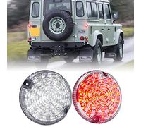 njssjd Defender Upgrade LED Fog Feu de recul - 2pcs 95mm Round Clear Lens Led White Reverse Light Rouge Feu de brouillard arrière pour Land Rover Defender 2001-2016 Defender Cabrio 1990-2016