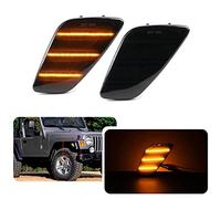 njssjd LED Clignotants Indicateur Répétiteur Lampe pour Jeep Wrangler TJ 1997-2006 Ambre Feux de position latéraux Clignotant Lentille smockée