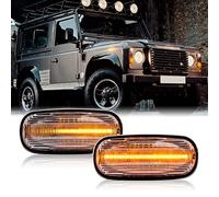 njssjd Marqueur latéral dynamique avant Indicateur latéral LED Fluide Ambre Clignotants pour Land Rover Discovery Freelander Defender Fender Flare Lampes Clignotant Répéteur