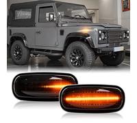 njssjd Marqueur latéral dynamique avant Indicateur latéral LED Fluide Ambre Clignotants pour Land Rover Discovery Freelander Defender Fender Flare Lampes Clignotant Répéteur