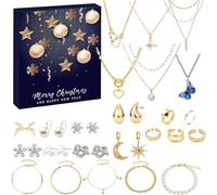 NJTHNTJR Calendrier de l'Avent - Calendrier de l'Avent - Calendrier de bijoux pour femme - Avec 24 surprises - Ensemble de bijoux pour femme