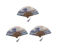 NJTHNTJR Lot de 3 éventails pliants japonais avec impressions d'art japonaises traditionnelles