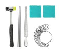 NJTHNTJR Outil de mesure de baguier avec 27 modèles de cercle, bâton de mesure de doigt et marteau de bijoutier en caoutchouc