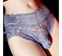 NJUDE Culotte transparente Sissy pour homme - Culotte sexy en dentelle avec poche - Sous-vêtements transparents - Taille haute