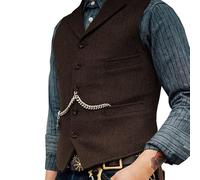 NJUDE Gilet d'affaires veste décontractée coupe ajustée gilet homme gilets pour homme groosmen homme mariage hommes costume gilet marron mariage laine tweed