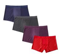 NJUDE Lot de 4 caleçons en bambou pour homme - Maille respirante - L-5XL - Sous-vêtements pour homme sexy et solide