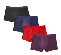 NJUDE Lot de 4 caleçons en bambou pour homme - Maille respirante - L-5XL - Sous-vêtements pour homme sexy et solide