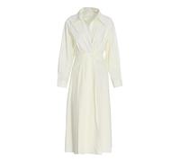 NJUDE Robe chemise longue blanche en coton et lin pour femme - Style décontracté - Taille haute - Ample - Pour le travail - Pour le printemps - Pour fête