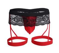 NJUDE Sissy Sous-vêtements en dentelle pour homme avec pochette pour bikini et culotte respirante