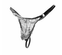 NJUDE String en dentelle Sissy pour homme - Transparent - Respirant - Ultra fin - Avec poche bombée