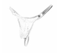 NJUDE String en dentelle Sissy pour homme - Transparent - Respirant - Ultra fin - Avec poche bombée