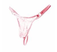 NJUDE String en dentelle Sissy pour homme - Transparent - Respirant - Ultra fin - Avec poche bombée