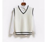 NJUDE Style coréen Mode Femmes Pull Gilet sans Manches Col V Pull Tricoté Femme Printemps Automne Pull Top Tricot Vêtements d'extérieur