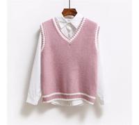 NJUDE Style coréen Mode Femmes Pull Gilet sans Manches Col V Pull Tricoté Femme Printemps Automne Pull Top Tricot Vêtements d'extérieur