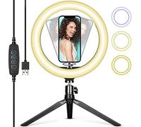NK Anneau Lumineux LED Circulaire avec 20 cm de diamètre, Support Flexible, Lampe LED, réglage d'angle, lumière Chaude/Neutre/Froide, Rotation 360°, éclairage graduel/polarisé