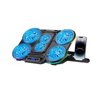 NK Base de Refroidissement Portable Gaming 17" - 10 Modes lumières LED RVB, 6 Ventilateurs Silencieux avec Vitesses réglables, 4 hauteurs réglables, Port USB, Support de téléphone, Refroidissement