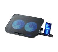 NK Base de Refroidissement Portable - Ventilateur Ordinateur Portable de 12 à 17" avec Support réglable 5 hauteurs, 2 Ventilateurs Silencieux, 2 Ports USB, Refroidissement Rapide, lumière LED Bleue