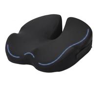 NK Coussin Ergonomique pour Chaise de Bureau en Mousse à mémoire de Forme - Coussin d'assise Anti-escarres pour Coccyx et Dos, Base antidérapante, Housse Amovible et Lavable, Confort prolongé - Noir