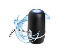 NK Distributeur d'eau en Bouteille Automatique - Chargeur USB, en Acier, sans BPA, Eau Froide, 1200mAh, Carafes et Bouteilles 1.5L, 5.7L, 10L, 11.3L, 15L, 18.9L, Noire (2 Adaptateurs 3.8 & 4.8cm)