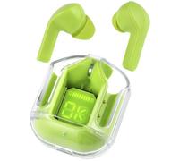NK Écouteurs sans Fil Bluetooth TWS - Écran LED, étui avec étui en Silicone, jusqu'à 15 h d'utilisation + Cordon, Couleur Verte