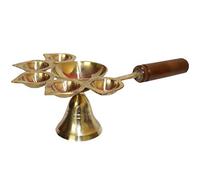 NK GLOBAL Panch Aarti 1 Pc Indien en Laiton Diya Hindou décor à la Maison Traditionnel Lampe à Huile Pooja Samagri Akhand Jyot Diya Temple Diwali décorations Cadeaux