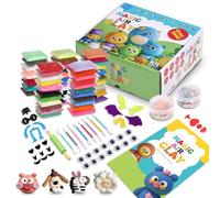 NK Kit d'Argile Polymère à séchage à l'air - 55 Couleurs avec Manuel de Conception illustré, Séchage Rapide et Sûr, avec Accessoires, Moulage et Jeu, Doux, Créativité, Artisanat, Enfants de 3 à 12 ans