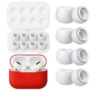 NK Lot de 4 Paires de Coussinets de Rechange pour Airpods Pro et Airpods Pro 2, Coussinets en Silicone avec réduction du Bruit, boîte et étui de Rangement Portable (XS, S, M, L) - Blanc