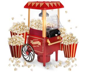 NK Machine Pop Corn Rétro 1.200W à Air Chaud - Machine à Popcorn Électrique Sans Huile, 0.3L, Prête en 2 Min, Compacte et Vintage, Idéale pour la Maison (Rouge)