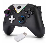 NK Manette Sans Fil Bluetooth pour PC - Compatible avec Switch, Smartphone Android et iOS, 2 Boutons Macro, Double Vibration, 6 Axes, Lumières LED, Couleur Noire, Black