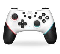 NK Manette Sans fil - Compatible avec Switch/Switch 2/OLED/Lite/Pro avec fonction Wake, réglages macro, Bluetooth, 6 axes, fonction turbo, double choc, double vibration - Couleur Blanc