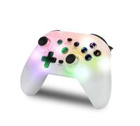 NK Manette Switch sans fil - LED RVB réglable, Switch/PC/Android/iOS, Fonction Turbo, Réglages Macro, Bluetooth, 6 axes, 4 modes de vibration - Couleur blanche (Support Smartphone)