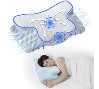 NK Oreiller Cervical pour Cou en Mousse 50D avec mémoire, Design Ergonomique pour Mieux Dormir et soulager Les douleurs de tête/Cou/épaule, Relaxation et soulagement du Stress, 60 x 34 x 13 cm - Bleu