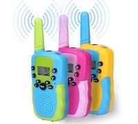 NK Pack 3 Talkies-Walkies pour Enfants de 4 5 6 7 8 9 Ans (Piles Incluses) - Longue Portée 3km, Écran LED, 22 Canaux, Jouet pour Enfants avec Lampe de Poche, Cadeau de Noël Anniversaire (3 unités)