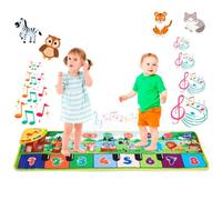 NK Piano Tapis Musical Bébé avec 8 Sons d'animaux LED - Cadeau Enfant 3 4 5 Ans, Jouer Montessori, Idee Jeux de Noël et d'anniversaire, Repliable, Fonction Record/Playback (110x36cm)