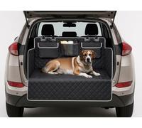 NK Protection de Coffre de Voiture pour Chien - Protection latérale imperméable et antidérapante - 3 Grands Compartiments - Lavable - Facile à Installer - Universel - 280 x 103 cm - Noir