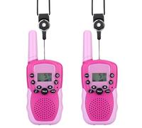 NK Talkies-Walkies pour Enfants de 4 5 6 7 8 9 Ans (Piles Incluses) - Longue Portée 3km, Écran LED, 22 Canaux, Jouet pour Enfants avec Lampe de Poche, Cadeau de Noël Anniversaire, Couleur Rose/Violet