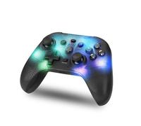 NK Wireless Switch Controller - LED RGB réglables, Compatible Switch/PC/Android/iOS, fonction Turbo, Réglages Macro, Bluetooth, 6 axes, 4 modes de vibration - Noir (avec support pour smartphone)